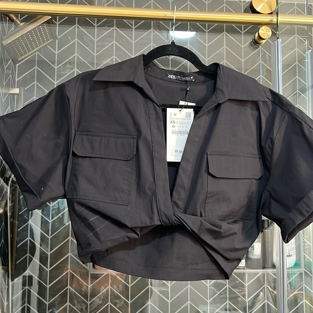 Zara cropped collared top